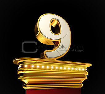 Number Nine on golden platform