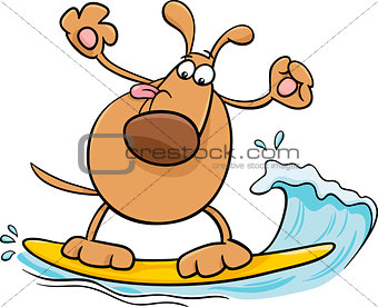 surfing dog cartoon illustration