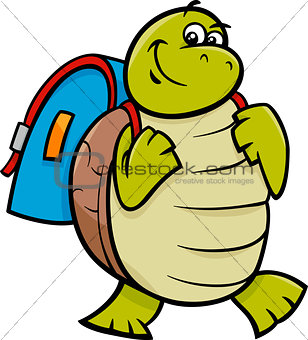 turtle with satchel cartoon illustration
