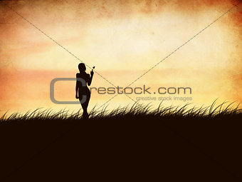 Silhouette of a girl with a butterfly