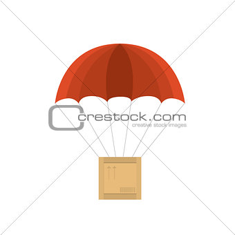 vector illustration of crate with red parachute