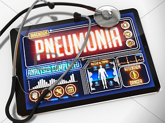 Pneumonia on the Display of Medical Tablet.