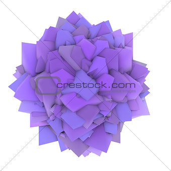 3d abstract purple lavender shape on white 