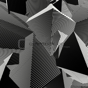 abstract striped shape background in black and white