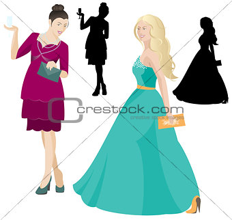 Party women in dress vector