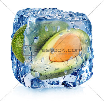 Avocado in ice cube