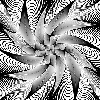 Design monochrome swirl movement illusion background