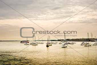 Sailboats at harbour of Boston