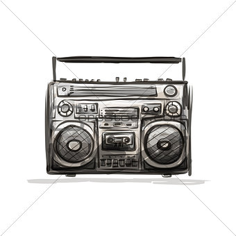 Retro cassette recorder, sketch for your design
