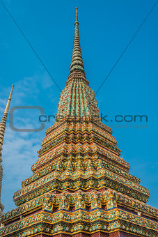 colorful chedi Wat Pho temple bangkok Thailand