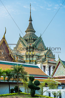 decorated chedi rooftop Wat Pho temple bangkok Thailand