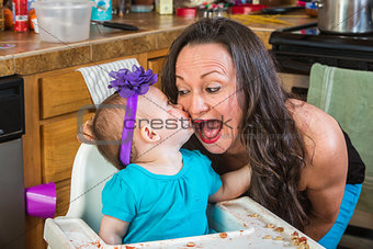 Baby Kisses Her Mother