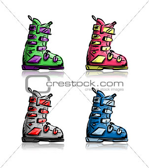 Ski boots set, sketch for your design