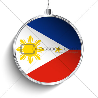 Merry Christmas Silver Ball with Flag Philippines