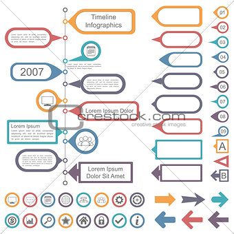 Timeline Infographics Elements Collection