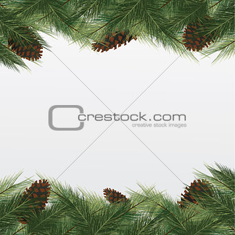christmas background with christmas tree. Vector frame with gree