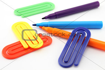 Markers and paper clips