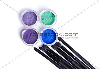 Mineral eye shadows and brushes 
