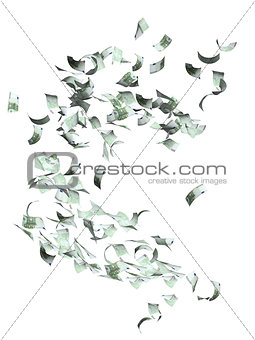 Flying banknotes of euros