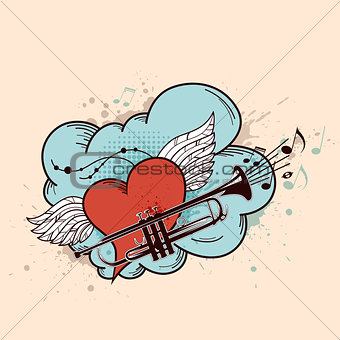 Red heart and trumpet