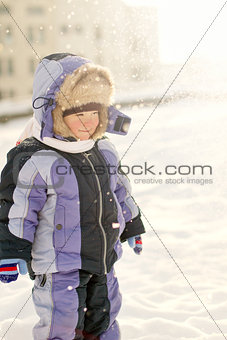Little Boy Having Fun in winter