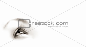 Women's eye - looking forward.Isolated on white.
