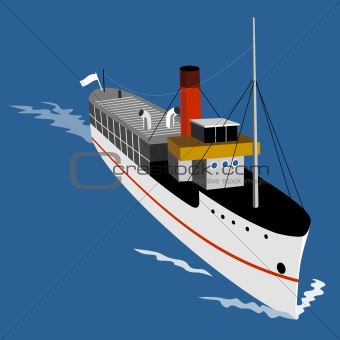 Steamship viewed from above
