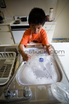 Washing the dishes