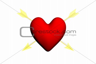 Render of a Red heart with two arrows