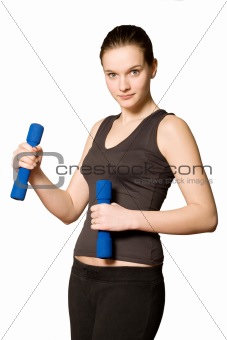 Young girl with weights