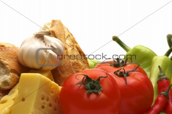 food on white background