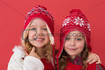 Festive little girls smiling at camera