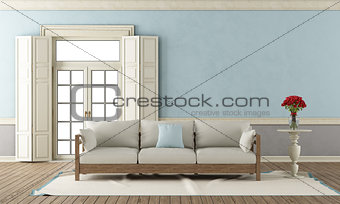 Blue and gray classic living room
