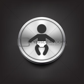 Baby icon on silver button