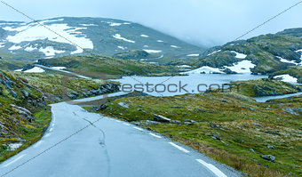 Summer mountain with lake and road (Norway)