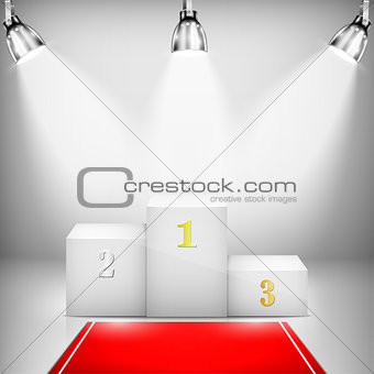 Illuminated Winner Pedestal With Red Carpet