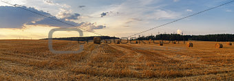 Straw bales in the sunset