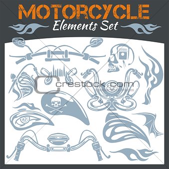 Motorcycle elements vector set.