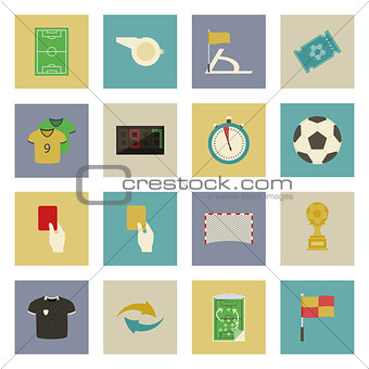 Soccer flat icons set
