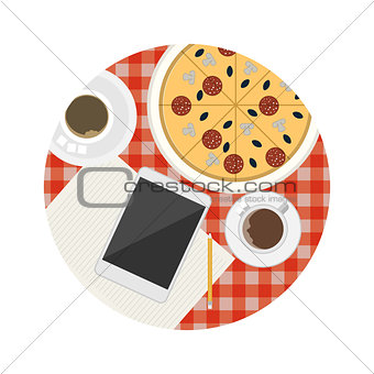 Flat vector icon for business lunch table