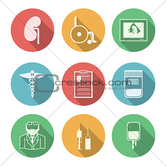 Colored vector icons for nephrology