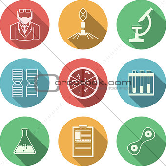 Colored vector icons for bacteriology