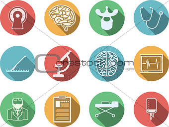 Colored vector icons for neurosurgery