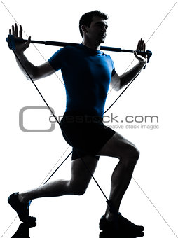 man exercising gymstick workout fitness posture silhouette