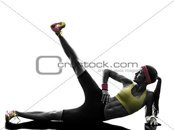 woman exercising fitness workout  feet up silhouette