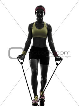 woman exercising fitness workout resistance bands silhouette