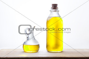 Olive oil bottle and cruet