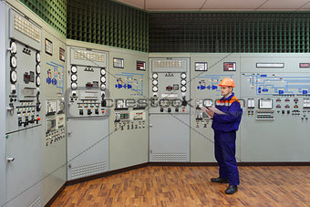 Engineer with log on main control panel