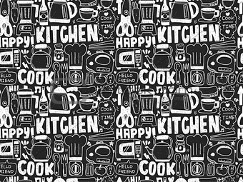 doodle seamless Cooking and kitchen background