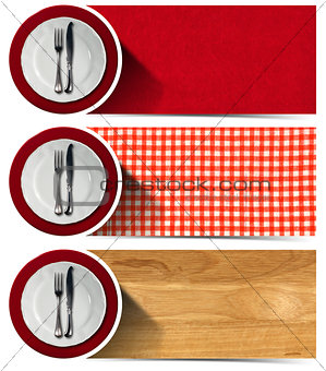Set of Kitchen Banners with Plates